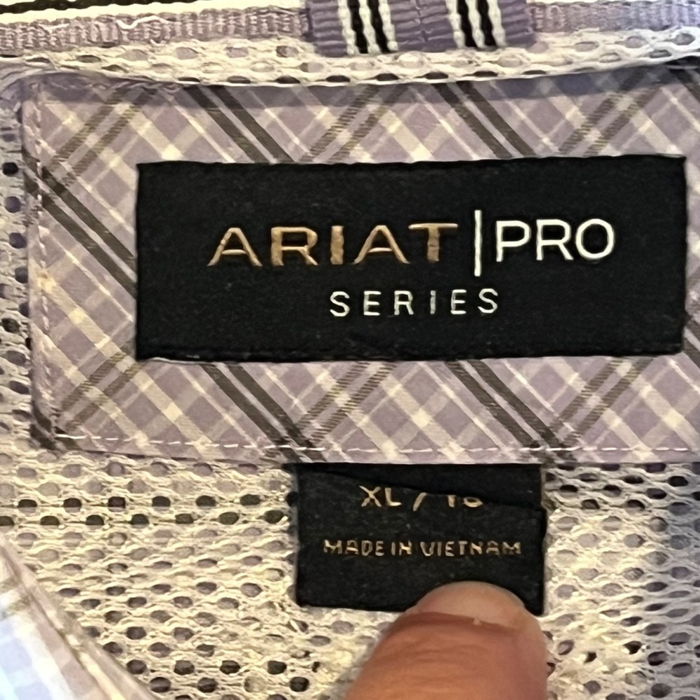 Ariat Shirt Mens XL Purple Pro Series Long Sleeve Button Up Western Rodeo - Picture 3 of 9
